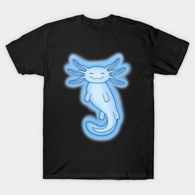 Cool blue / Cyan axolotl swimming T-Shirt by Purrfect